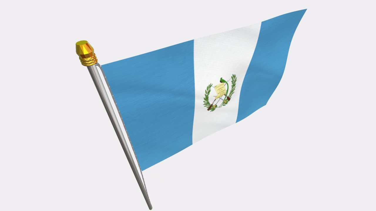 video de bucle de la bandera de guatemala revoloteando en el viento, video en cámara lenta de 4k, con canal alfa
