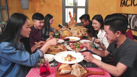 friends enjoying a meal at a restaurant