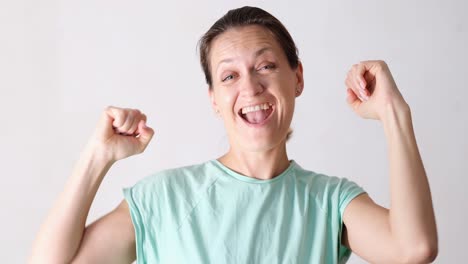 Excited woman celebrating success