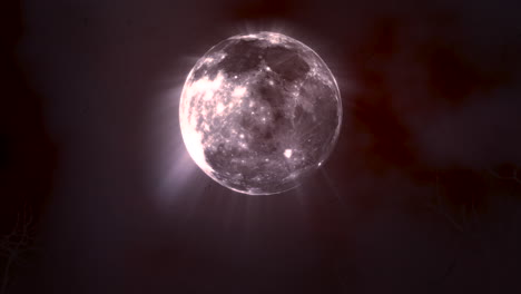 Mystischer-Animations-Halloween-Hintergrund-Mit-Dunklem-Mond-und-Wolken