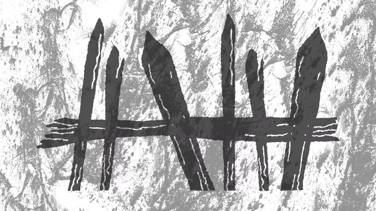 움직이는  ⁇ 색과 회색 배경 위에 할로윈 묘지 울타리의 애니메이션