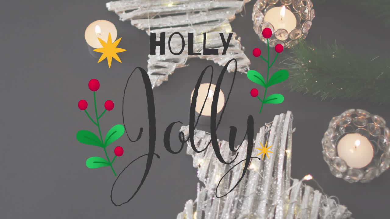 크리스마스 축하 문자의 애니메이션 크리스마스 차 조명 및 장식