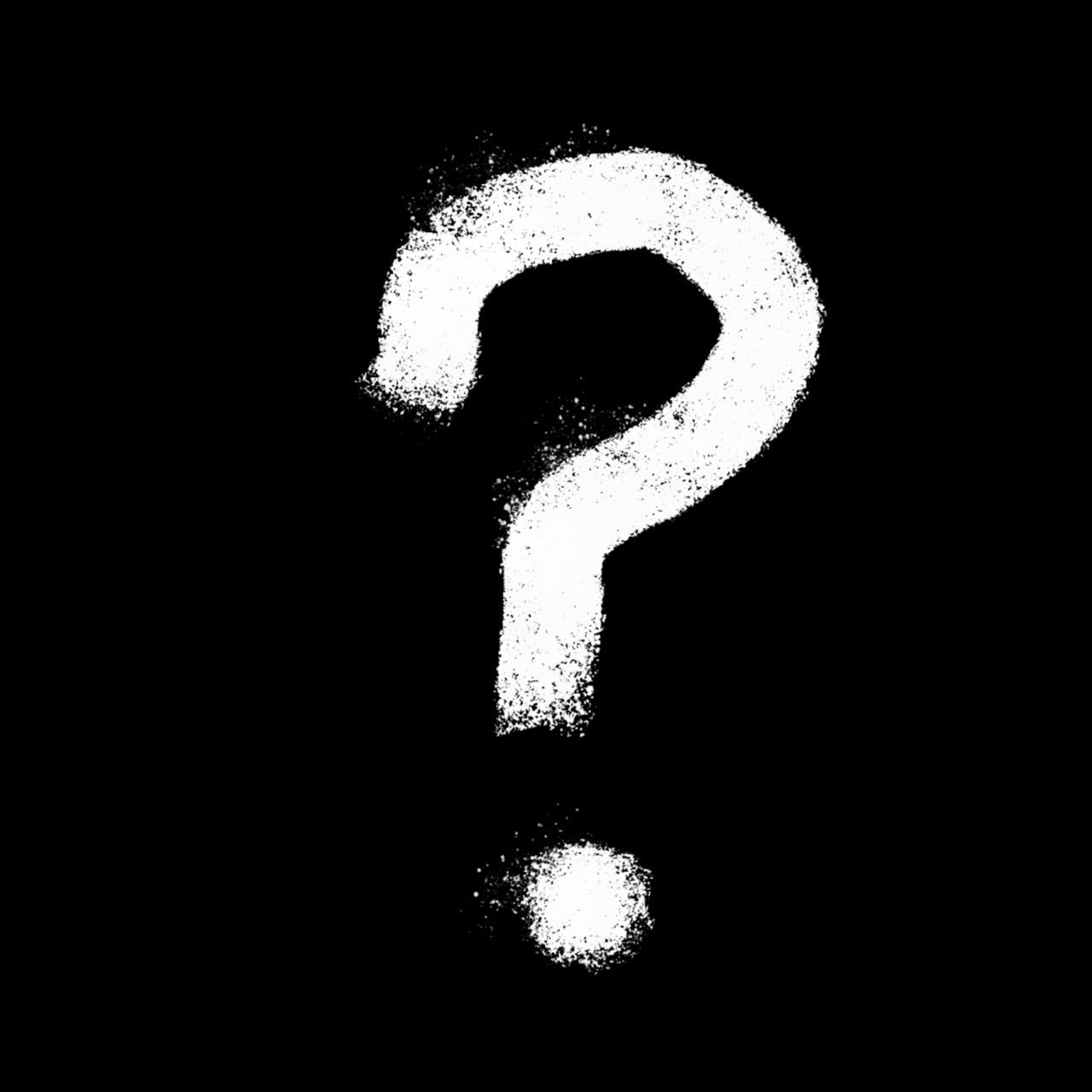 Animated White Question Mark on Black Background