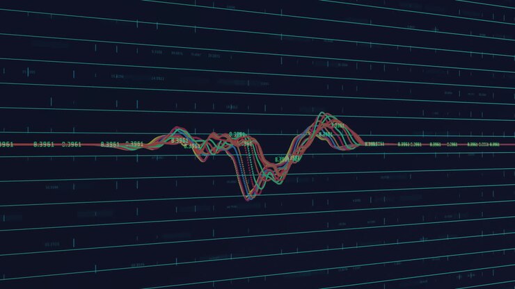 Animation of data processing on black background