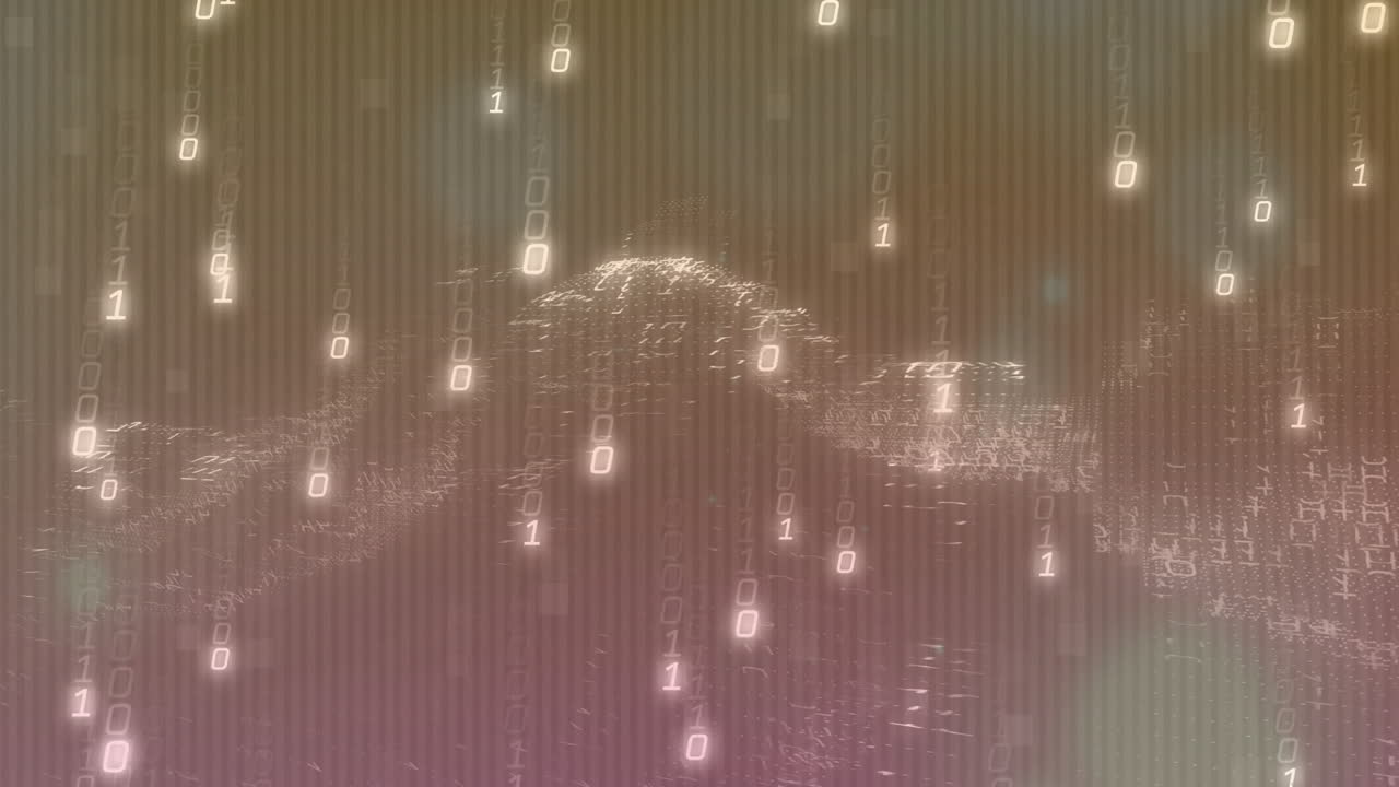 Creating animation, digital wave patterns and binary code form technology background