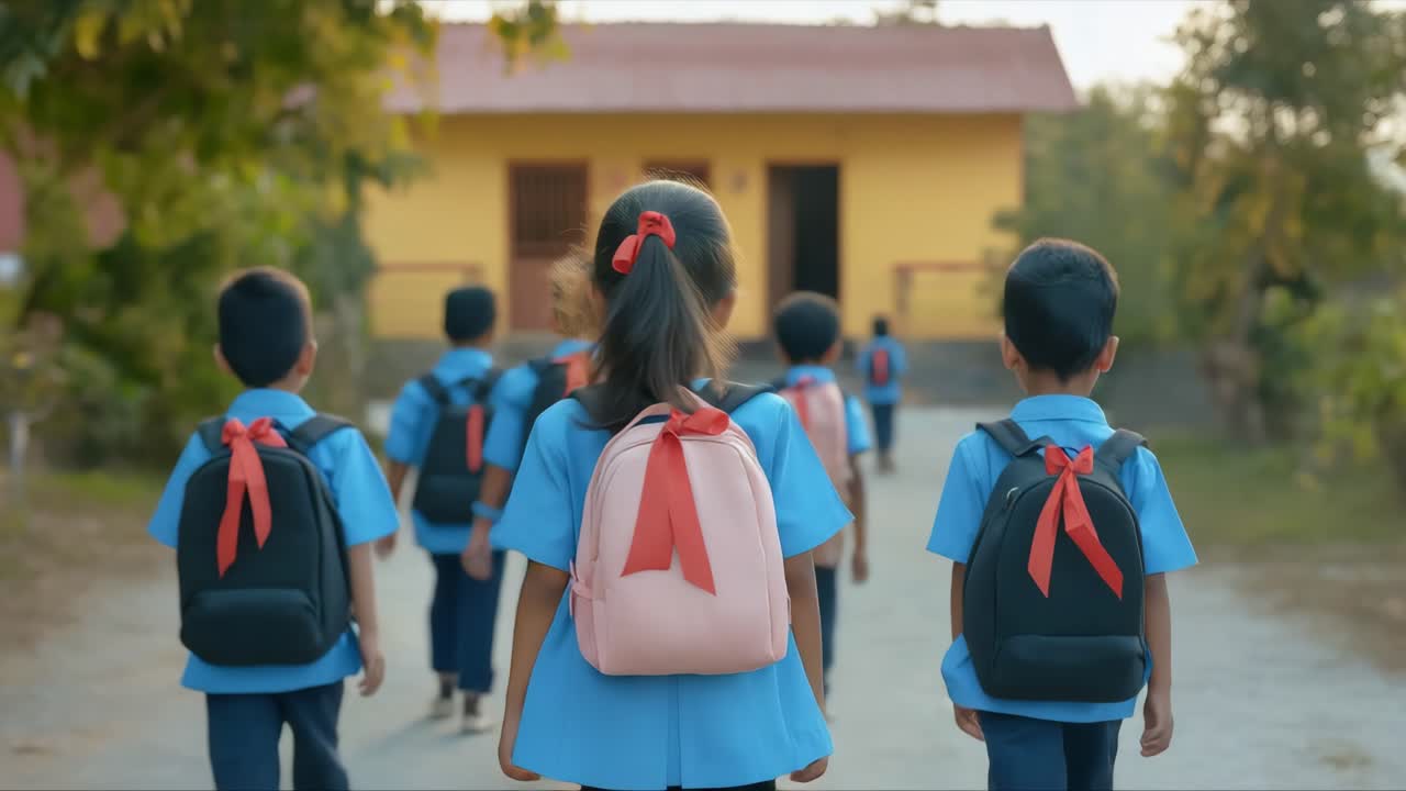 School Children Walking to School