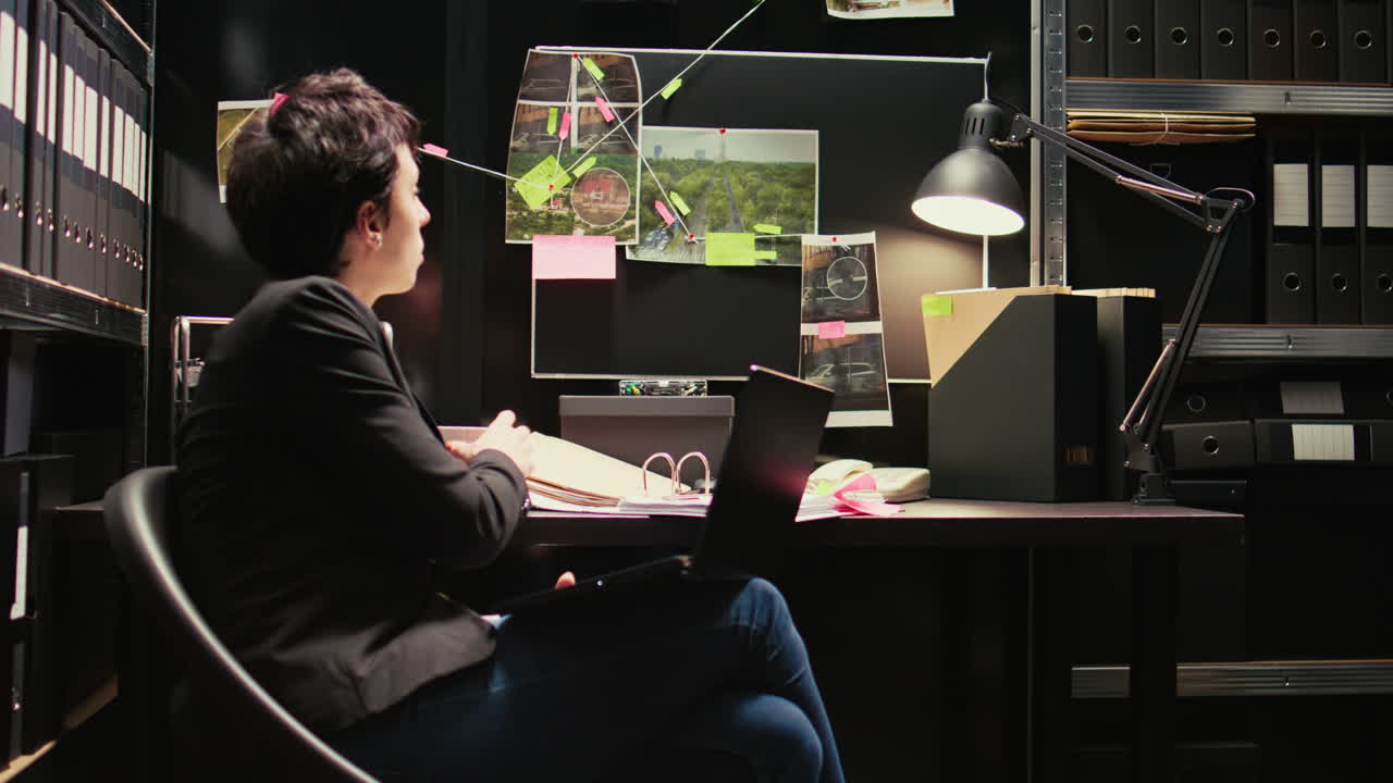 Detective Investigating a Case in Office