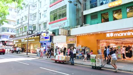 pedestrians and vendors on a bustling street