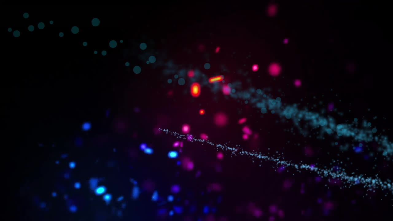 Animation of christmas glowing lights with spots of light on black background