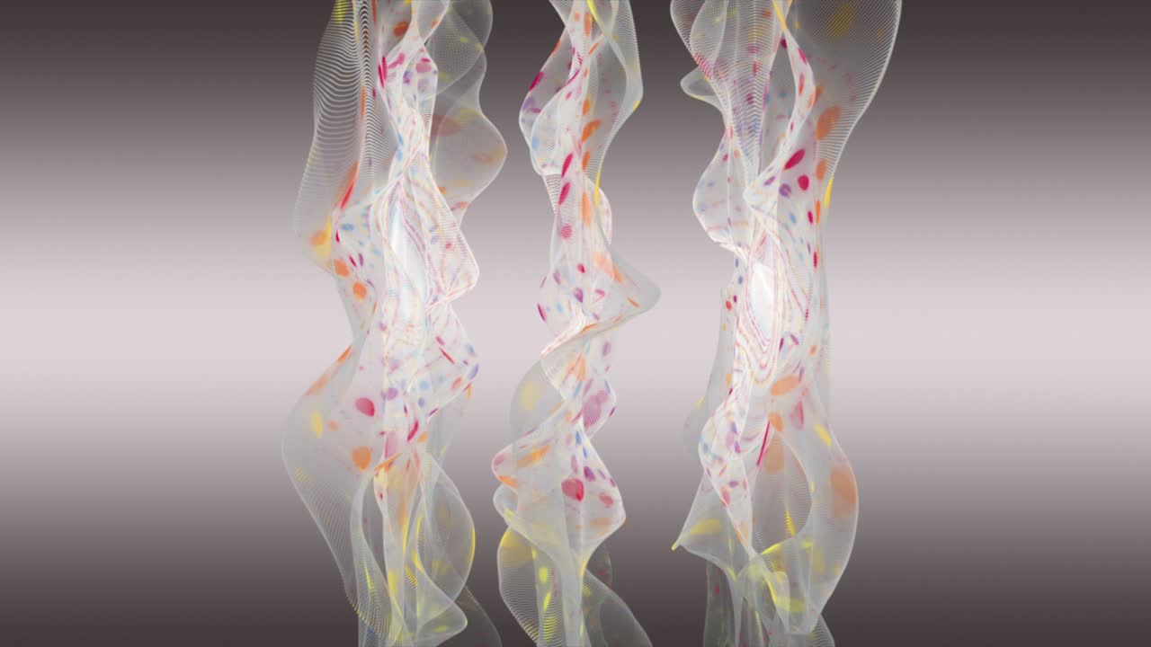 천천히 움직이는 입자 파동 물체와 함께 환상적인 애니메이션, 4096x2304 루프 4k