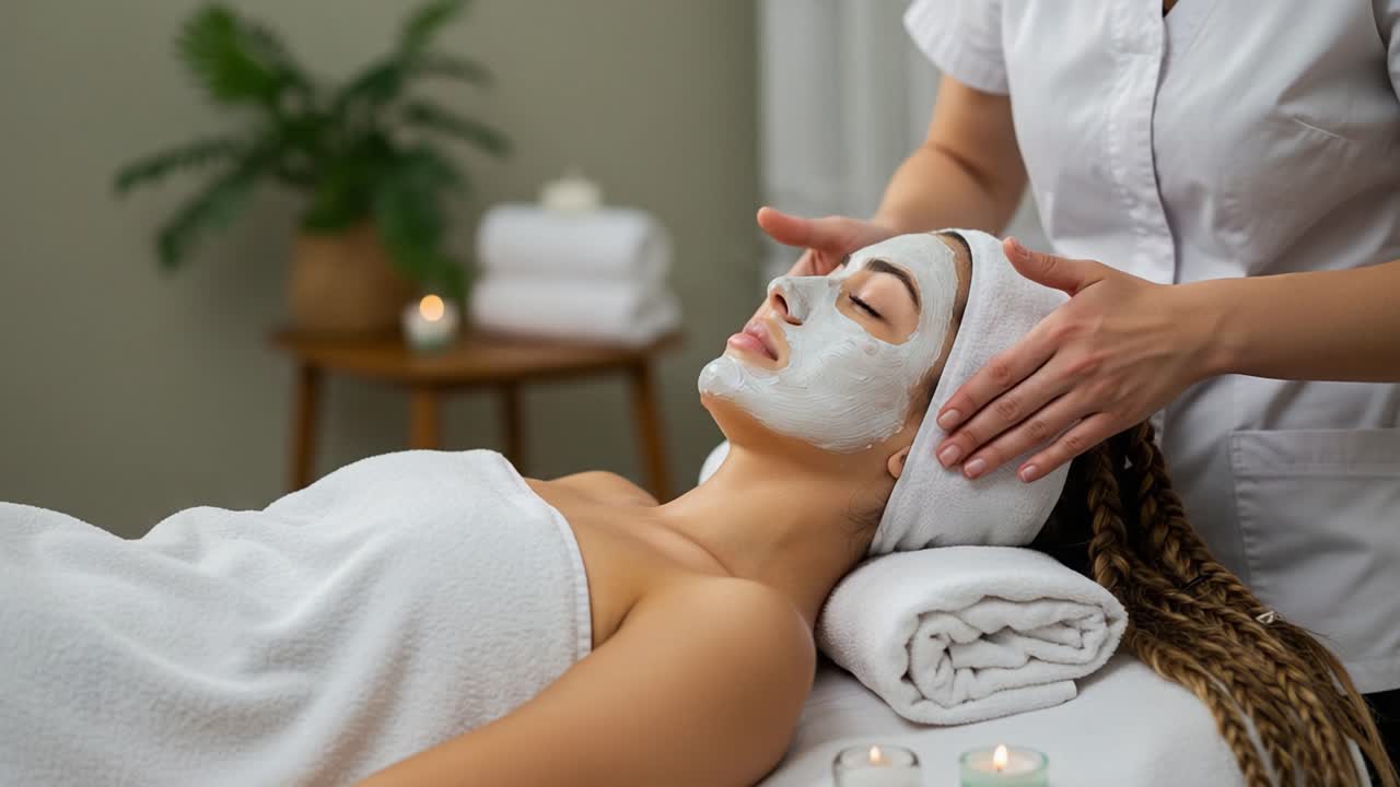 Relaxing Facial Treatment: A Spa Experience with Soothing Masks and Professional Care for Ultimate Skin Rejuvenation and Pampering Moments