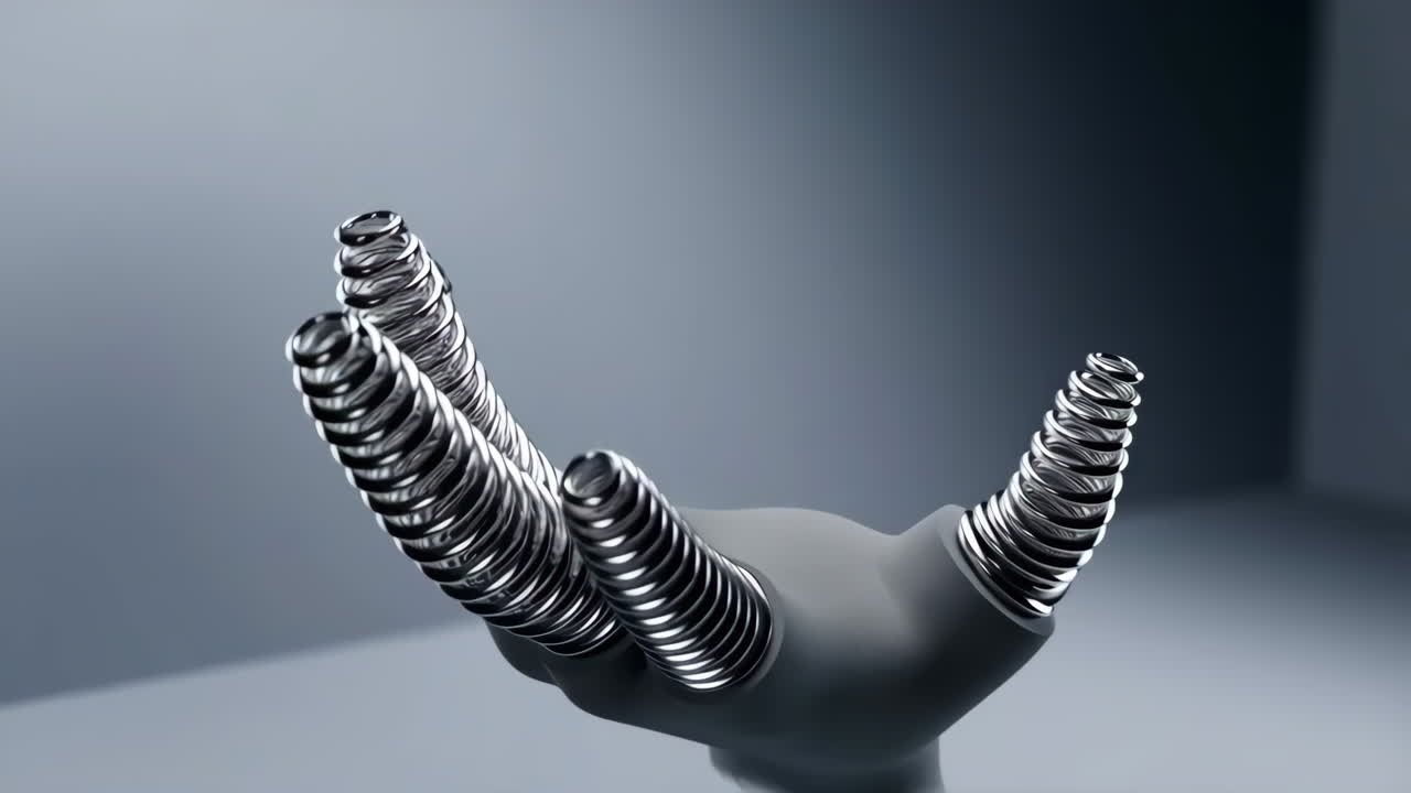 Close-up of a Robotic Hand with Spring Fingers