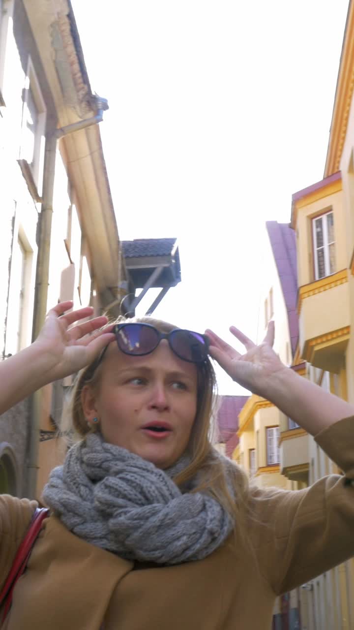 Woman exploring European streets