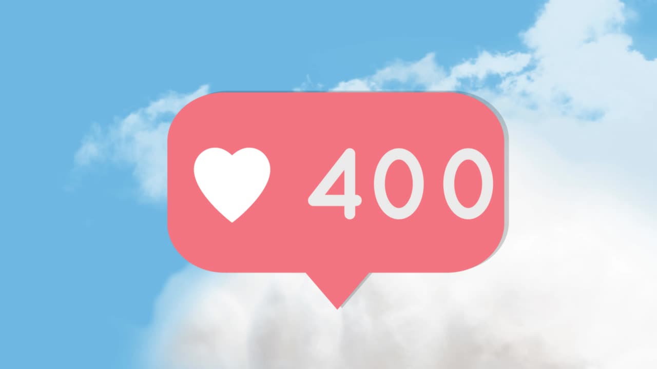 구름과 하늘 위에 자라는 숫자의 애니메이션