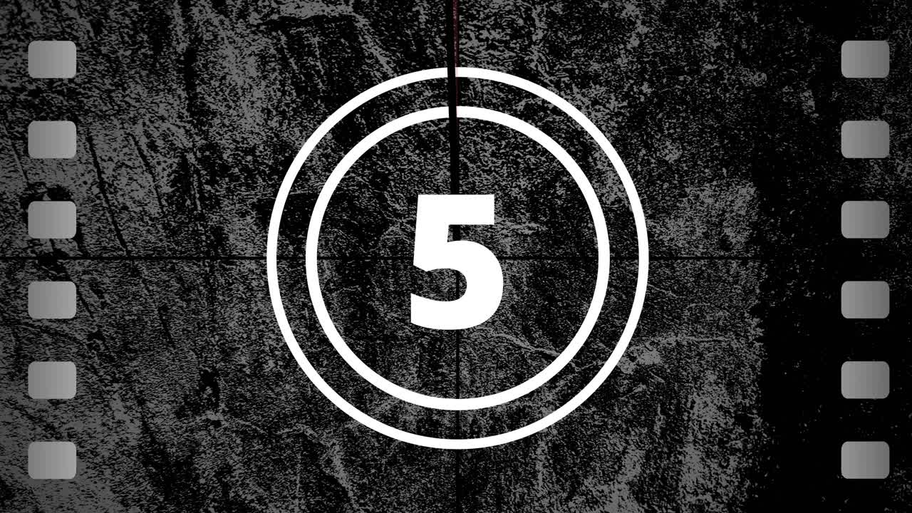 Retro Film Countdown from Ten to One with Distressed Effect