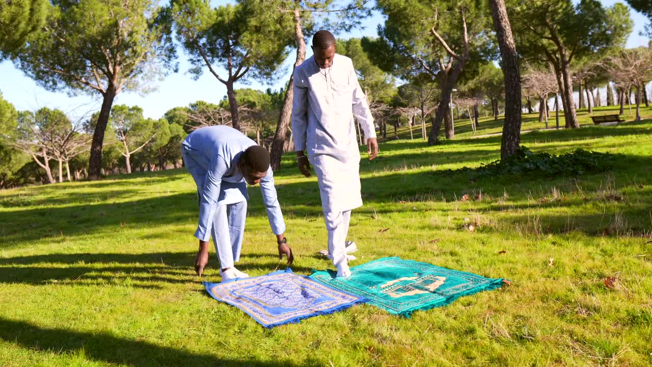 Muslims Praying in Park
