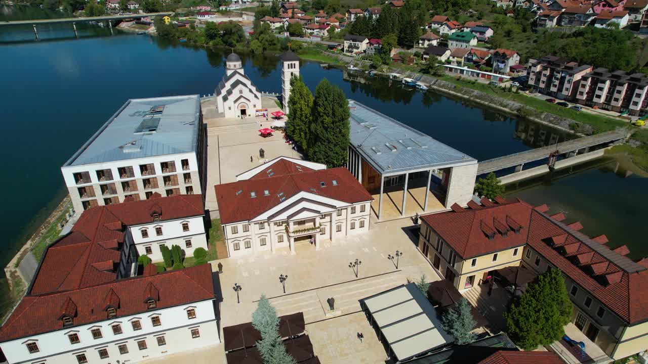 Andricgrad in Visegrad, Bosnia and Herzegovina features traditional architecture, river and cultural landmarks dedicated to Ivo Andrić, blending history, literature, and heritage in a unique town