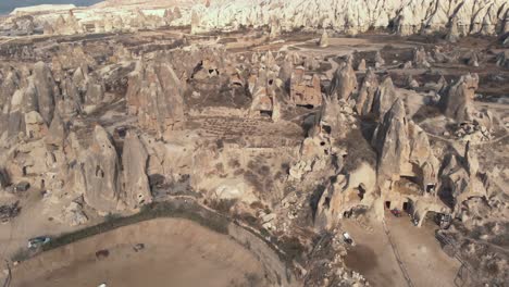 4k aerial drone footage of cappadocia in central turkey and its distinctive “fairy chimneys