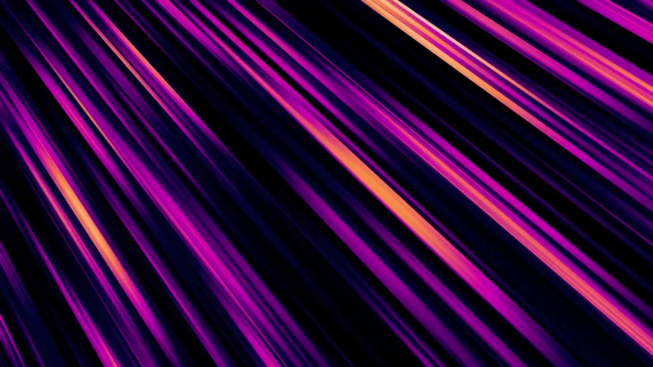 Abstract purple speedlines moving diagonally right on black background seamless loop