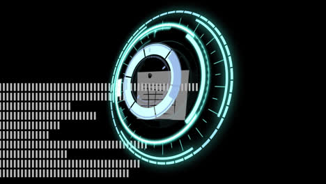 animation of scope scanning and circular scope on black background