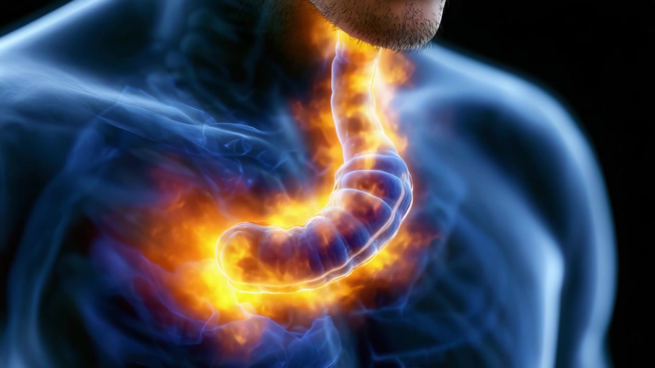 Visual Representation of the Digestive System: A Detailed Look at the Stomach's Function and Its Connection to the Human Body in Dynamic Colorful Imagery