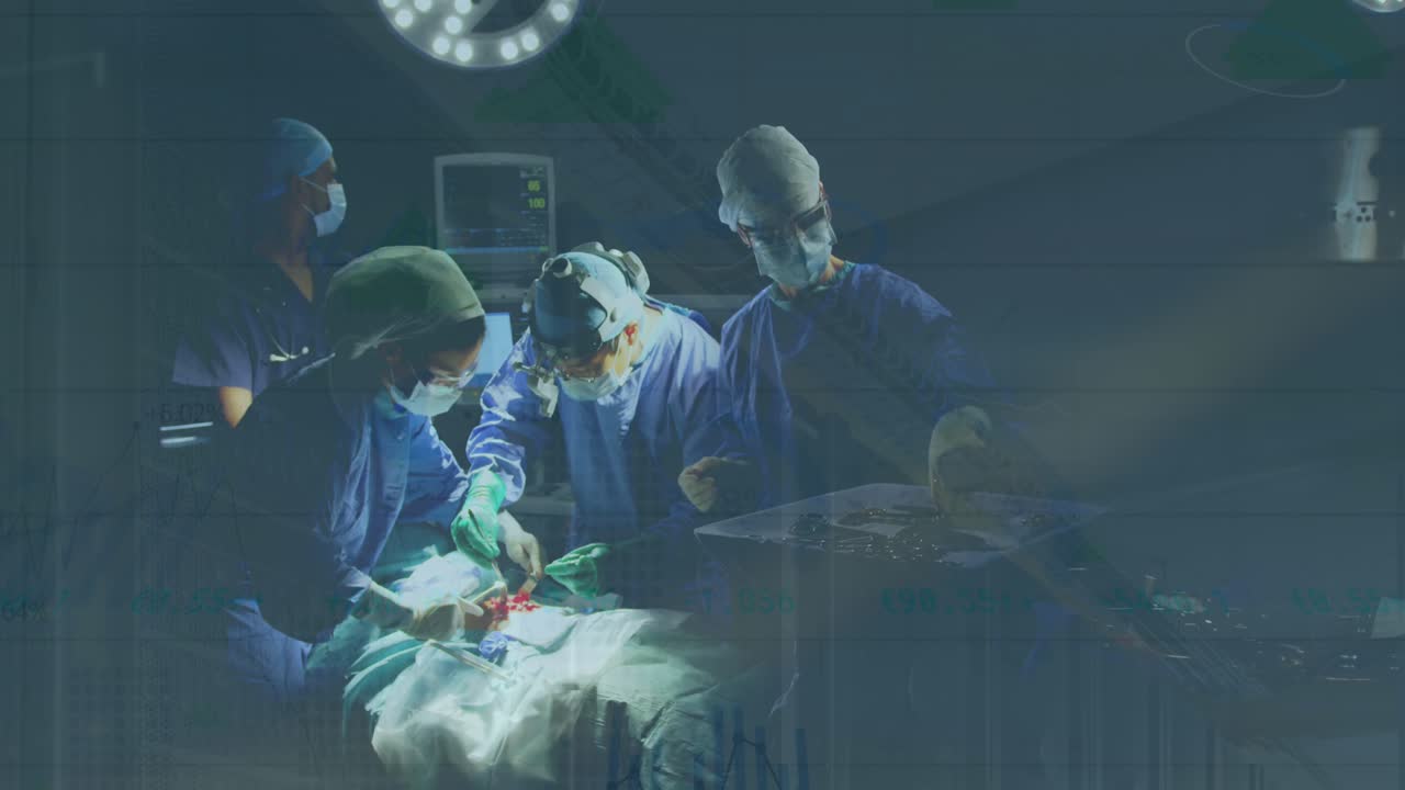Animation af statistisk databehandling over et team af kirurger, der udfører en operation på et hospital