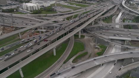 this video is about a birds eye view of rush hour traffic on major freeway in houston