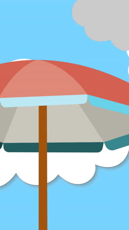 animation of umbrella over sky with moving clouds