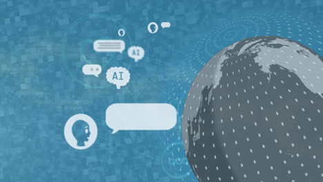 animación de todo el procesamiento de datos en todo el mundo con íconos