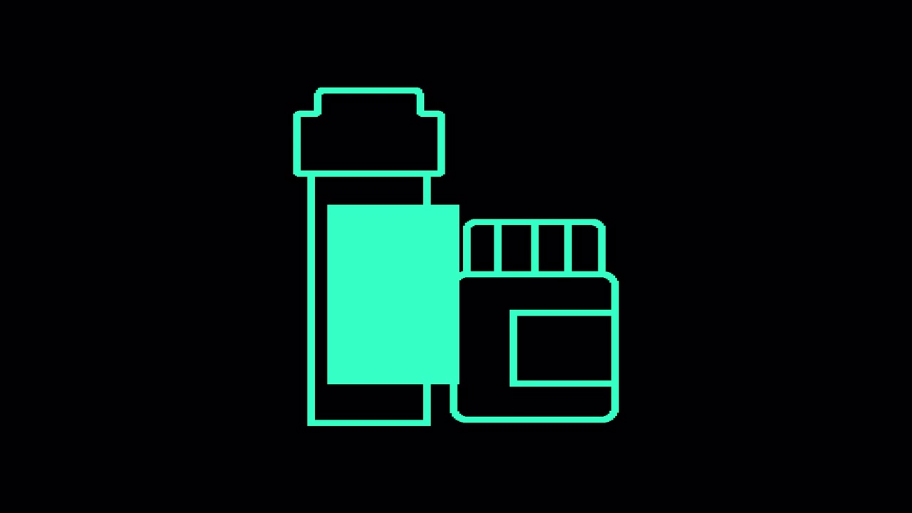 Animación minimalista de botellas con contorno aguamarina llenándose
