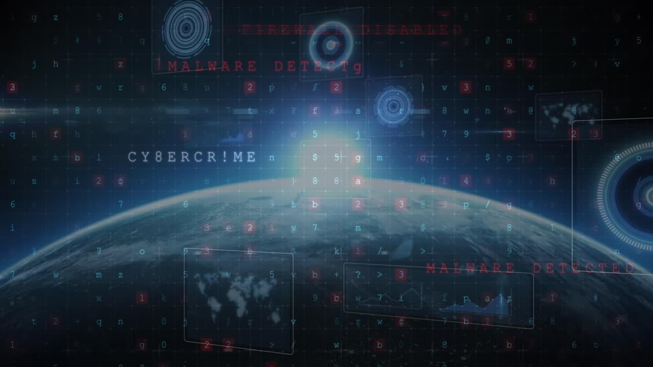 animación de alerta de ataques cibernéticos sobre escaneos y procesamiento de datos