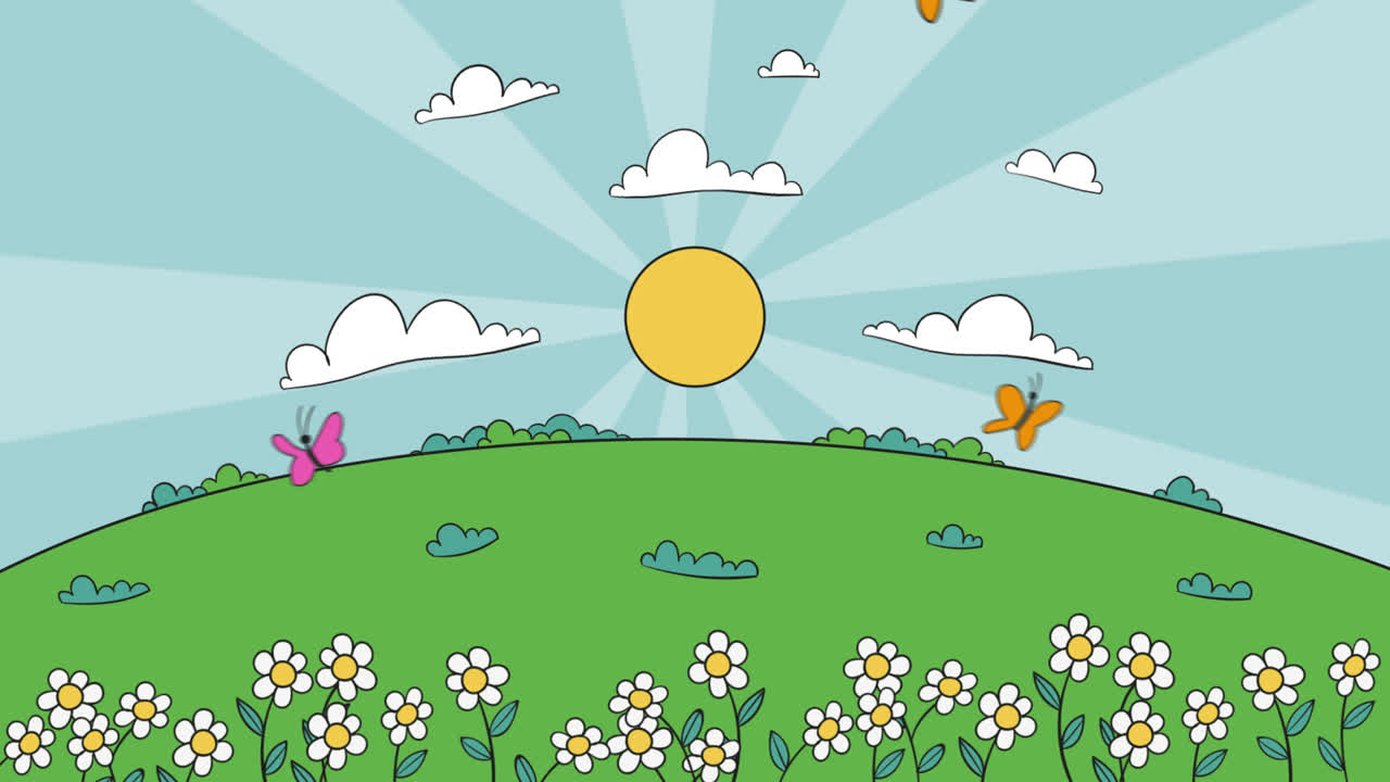 Motion Graphic of Hand drawn spring landscape | Free Stock Video Footage
