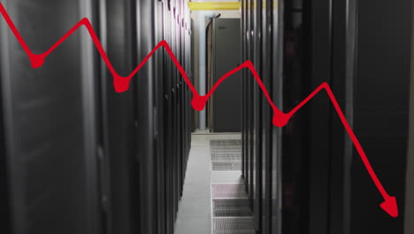 animación del procesamiento de datos estadísticos contra la sala de servidores informáticos