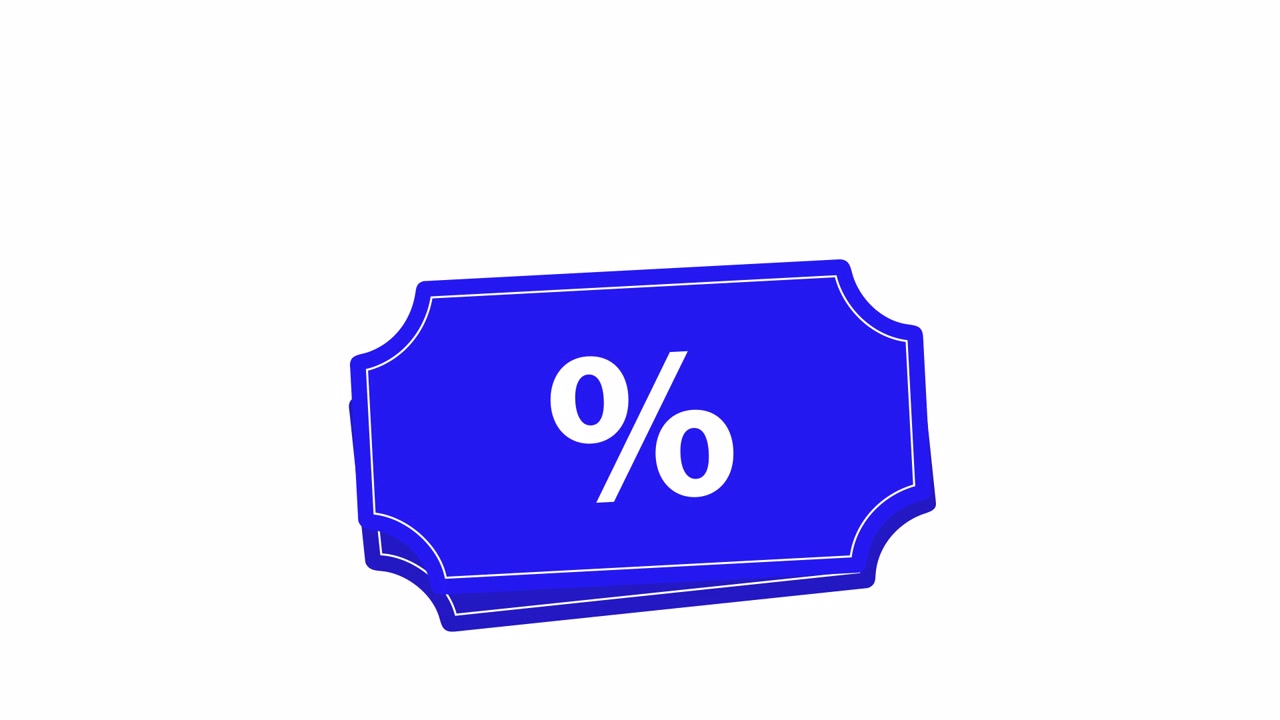 Icona coupon sconto blu con simbolo percentuale pulsante