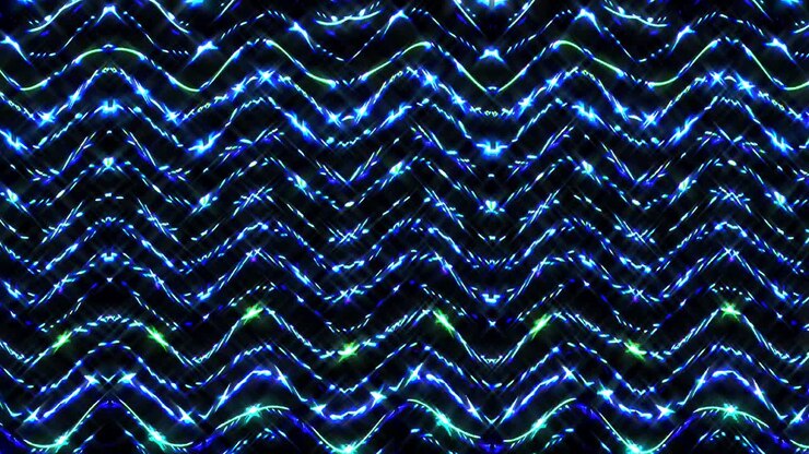 linee luminose luminose impostate movimento d'onda blu, colorate, su sfondo nero