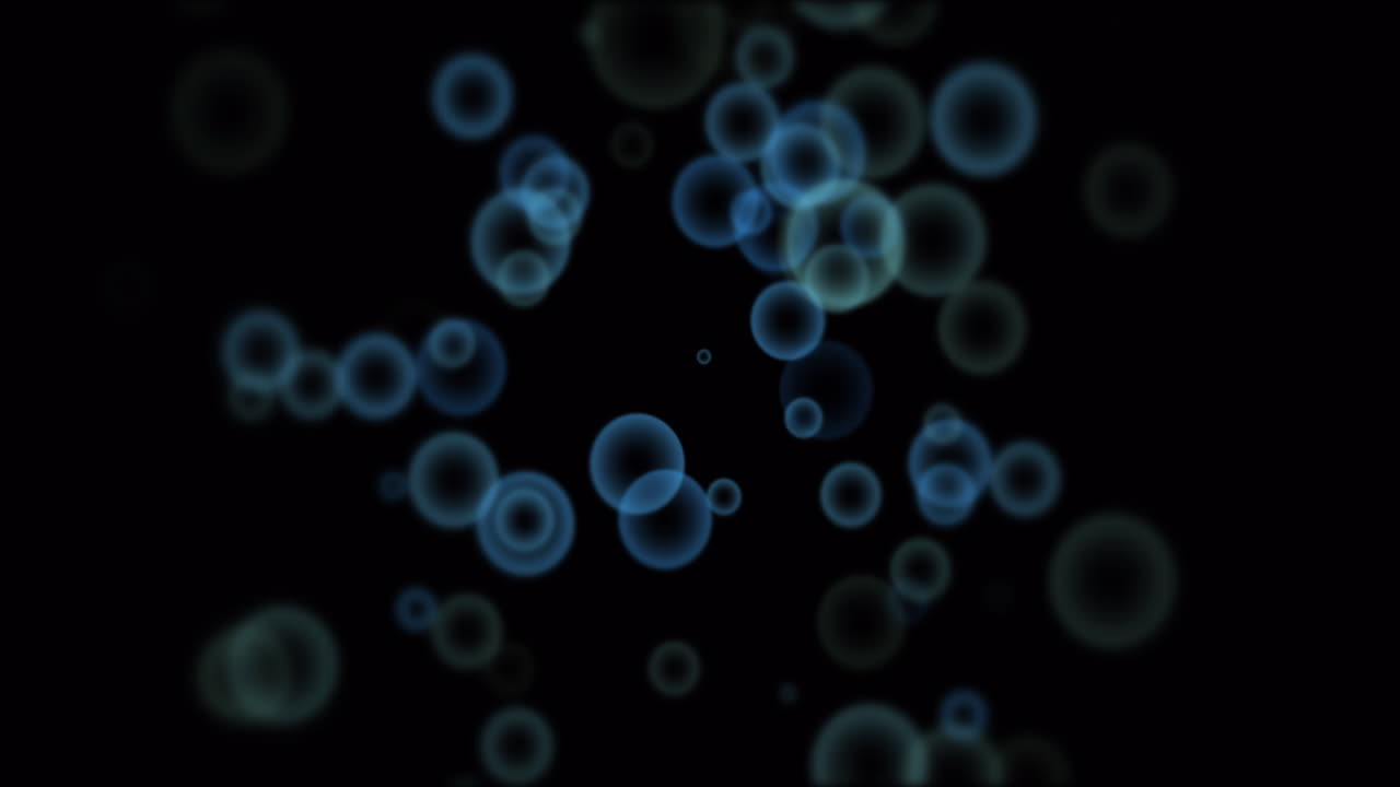 Animation of blue bubbles on black background