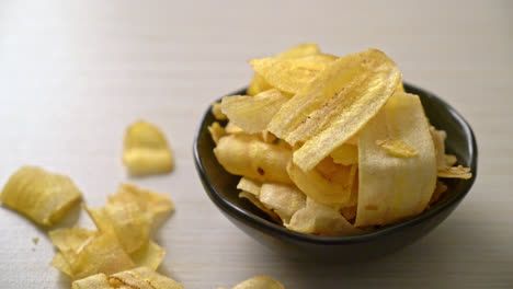 crispy banana chips - fried or baked sliced banana