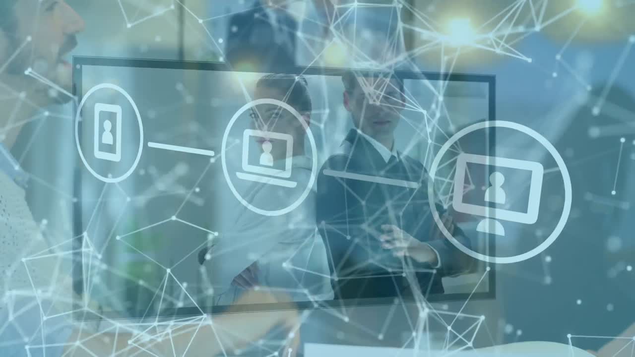 animación de la red de conexiones con iconos sobre personas de negocios