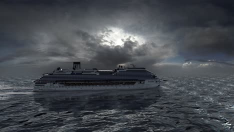 cruise ship and airplane in stormy weather