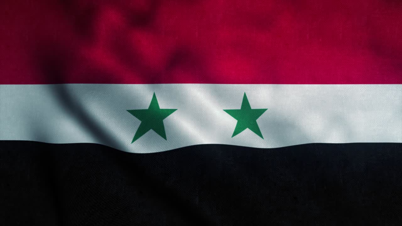 bandera siria ondeando en el viento. bandera nacional de siria. signo de siria animación de bucle sin costuras. 4k