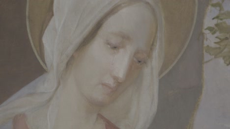 painting of the mother mary, close-up of the face