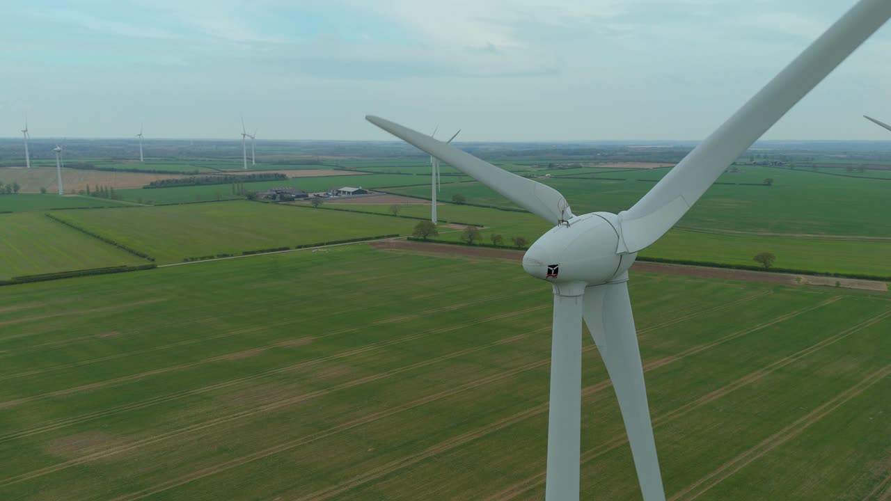 Aerial Drone View of Wind Turbine Farm in Roade Midlands UK