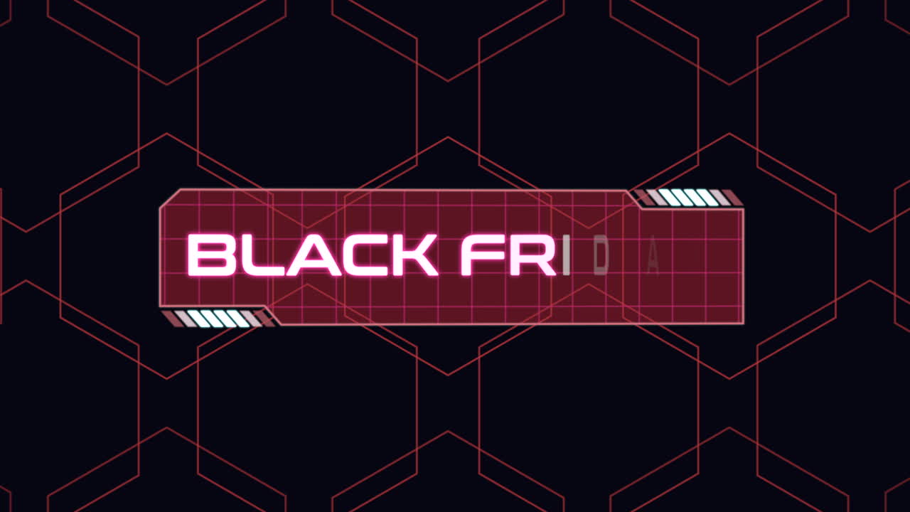 빨간색 기하학적 패턴이 있는 컴퓨터 화면의 검은 금요일