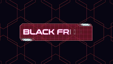 black friday on computer screen with red geometric pattern