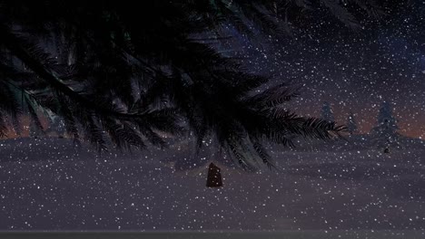 animation of snow falling over winter landscape