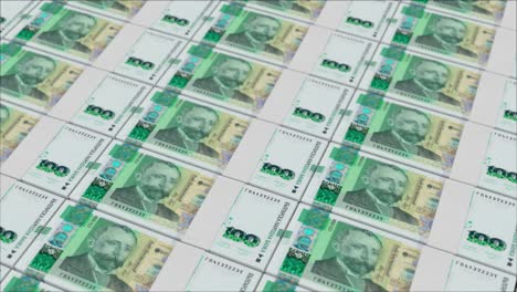 100-Billetes-De-Leva-Búlgaros-Impresos-Por-Una-Prensa-Monetaria