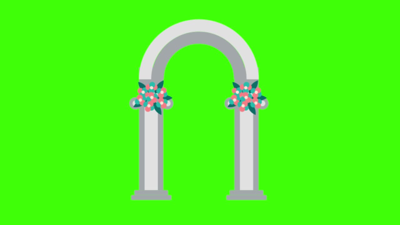 Icon of a wedding arch popping up on the green screen