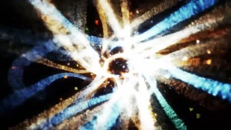 dynamic visual representation of energetic patterns in a complex light display, emphasizing movement and color variations through abstract design