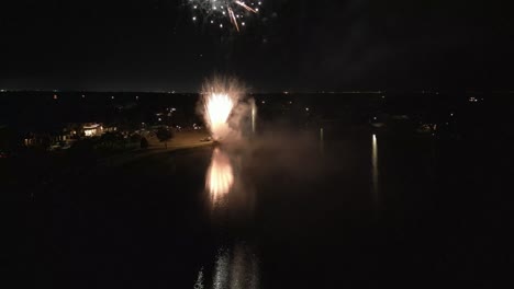 fireworks and smoke going off at night