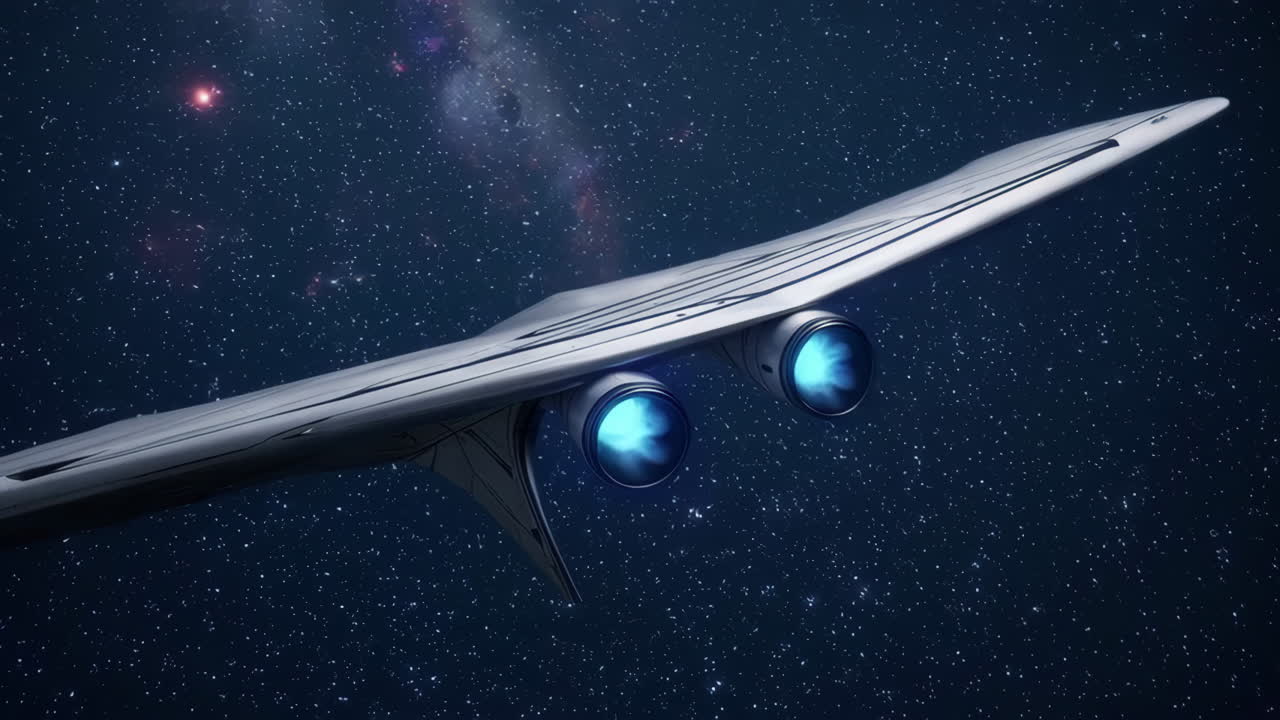 Futuristic Spaceship in Deep Space